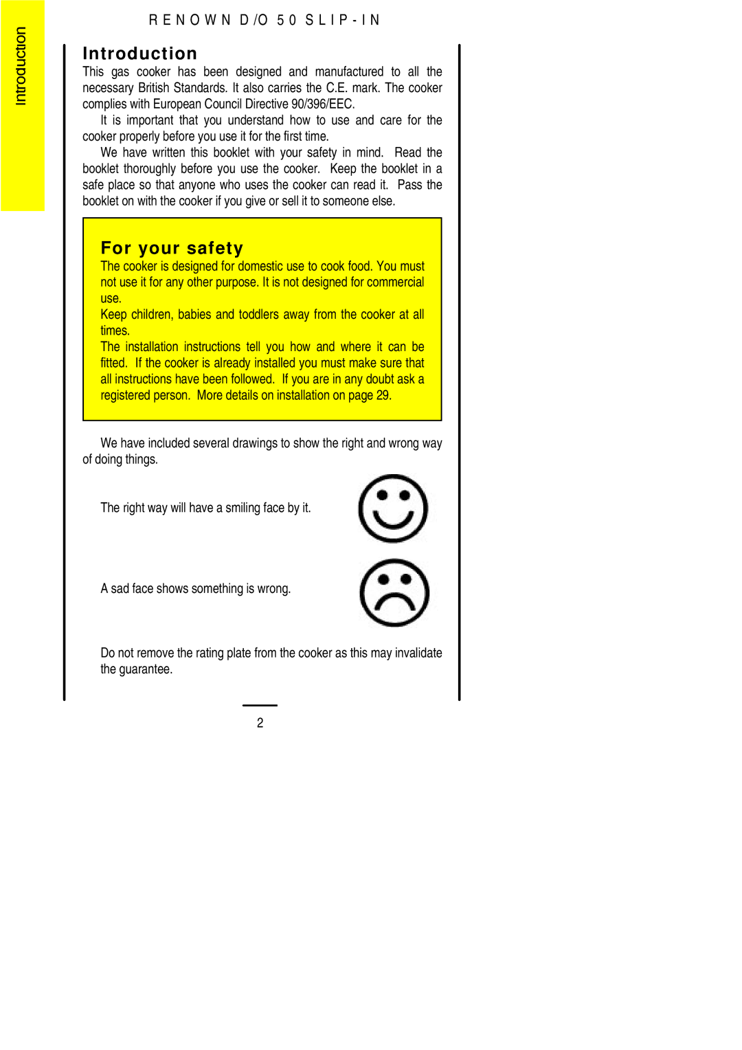 Electrolux D/O 50 installation instructions Introduction, For your safety 