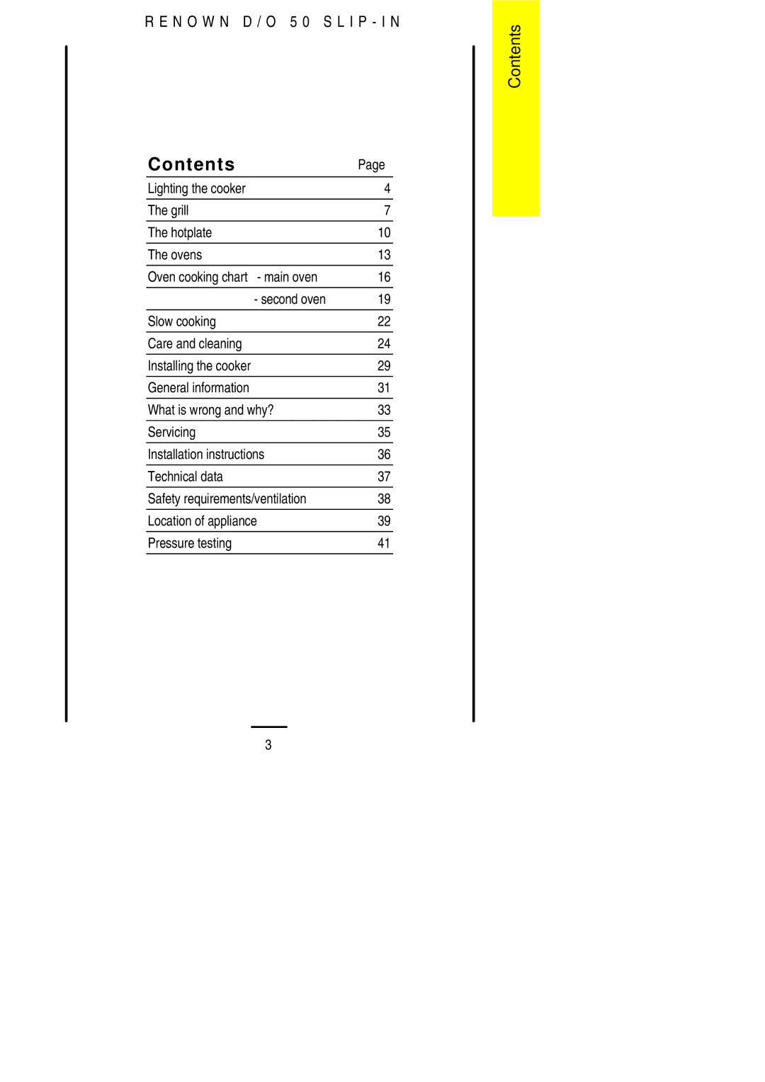 Electrolux D/O 50 installation instructions Contents 