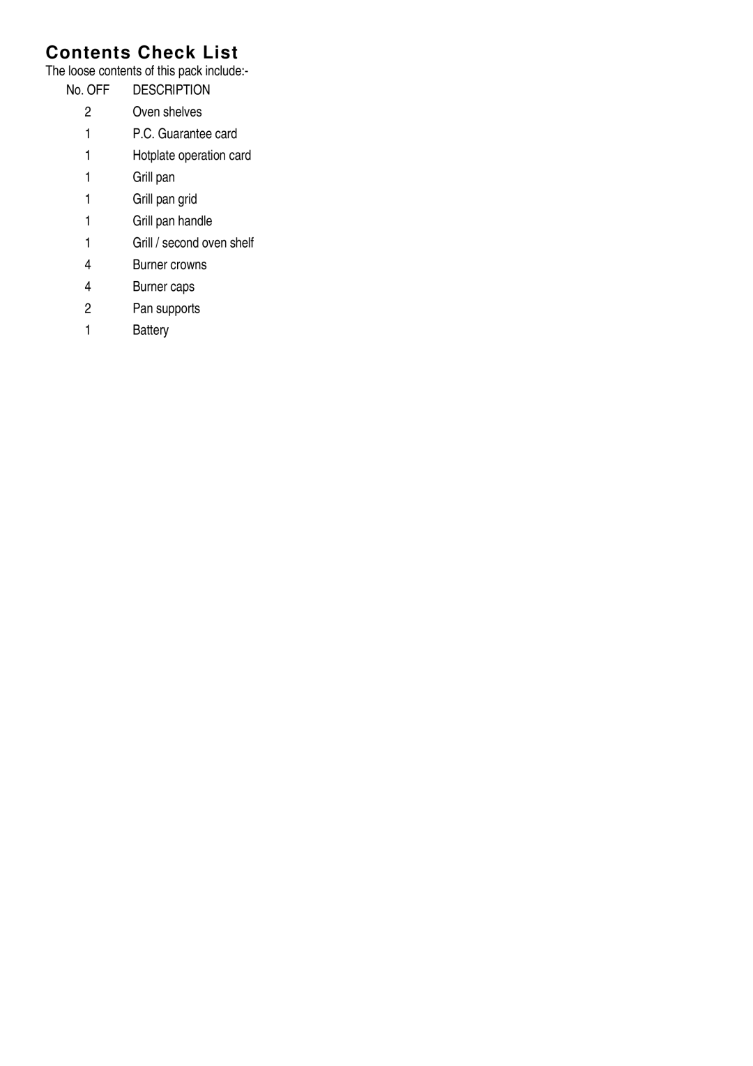 Electrolux D/O 50 installation instructions Contents Check List 