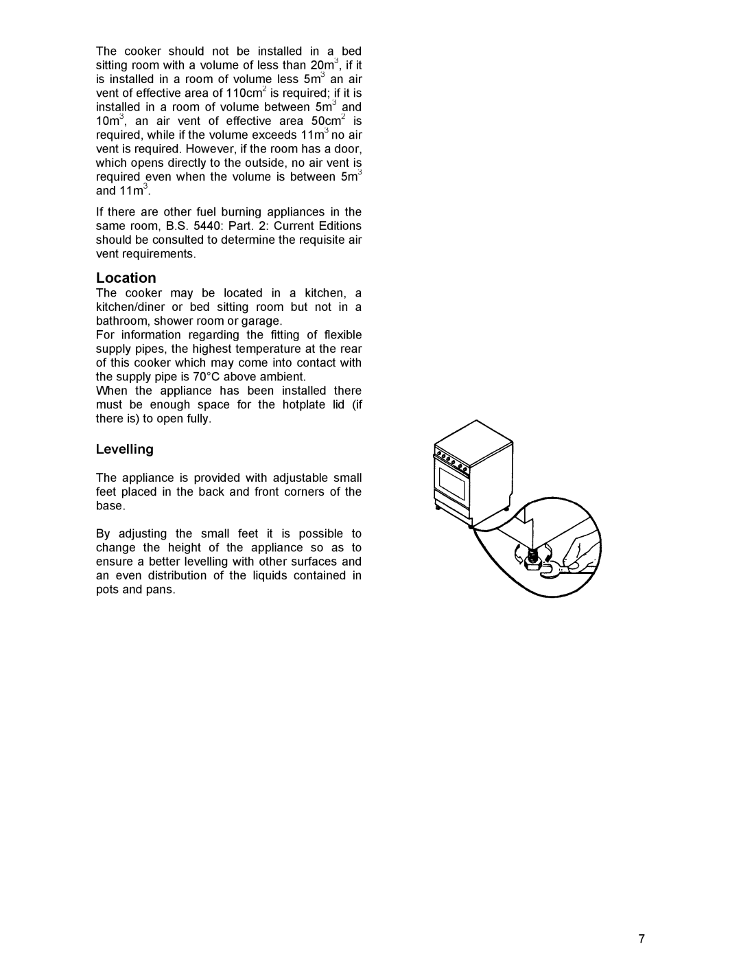 Electrolux DSO51DF manual Location, Levelling 