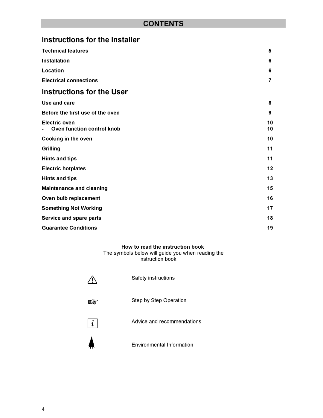 Electrolux DSO51EL manual Contents 