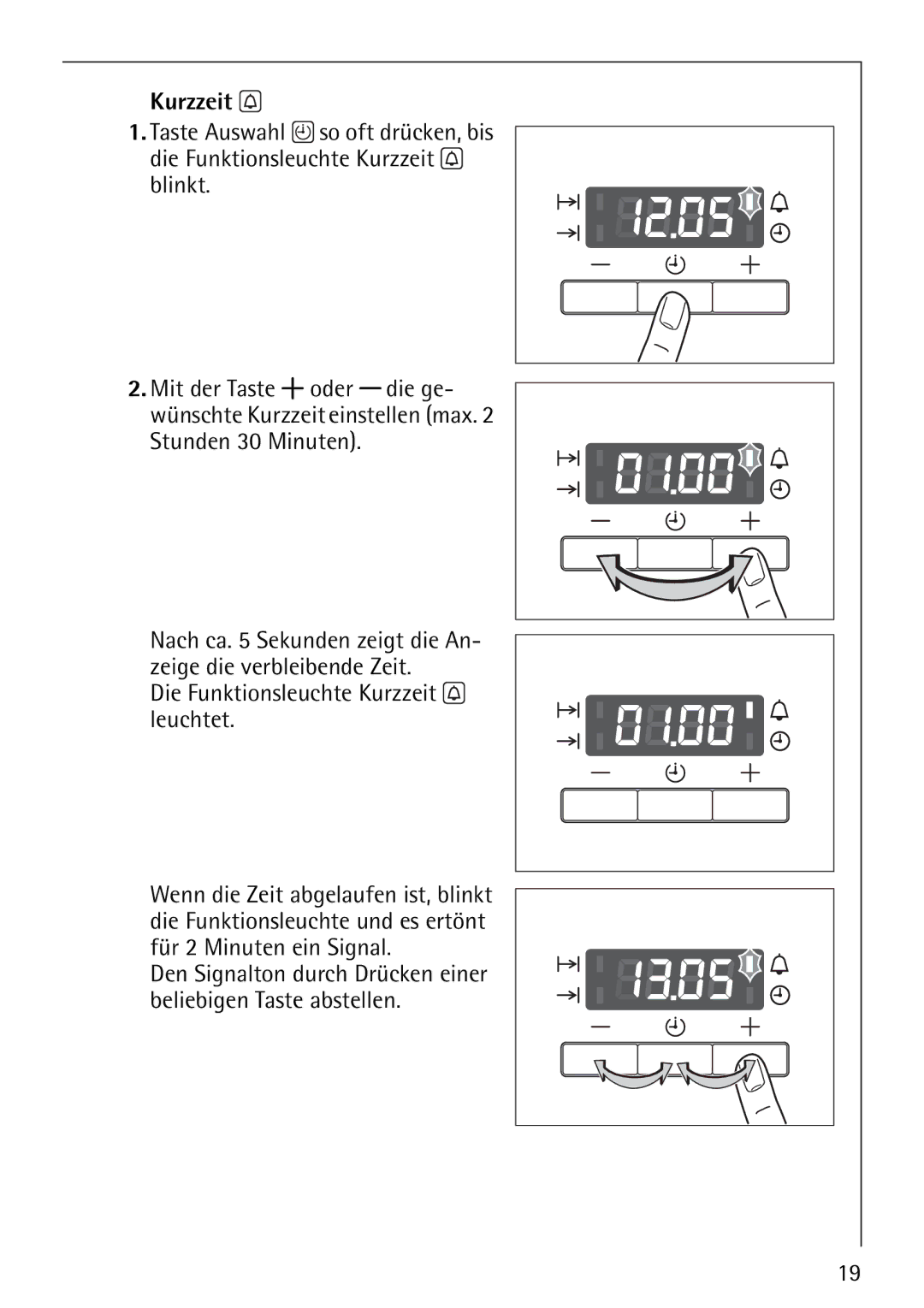 Electrolux E-33512-4 manual Den Signalton durch Drücken einer beliebigen Taste abstellen 