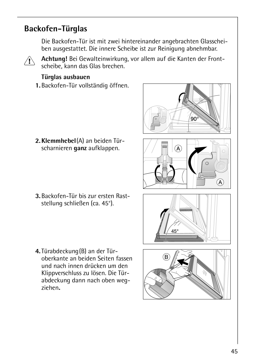 Electrolux E-33512-4 manual Backofen-Türglas, Türglas ausbauen 