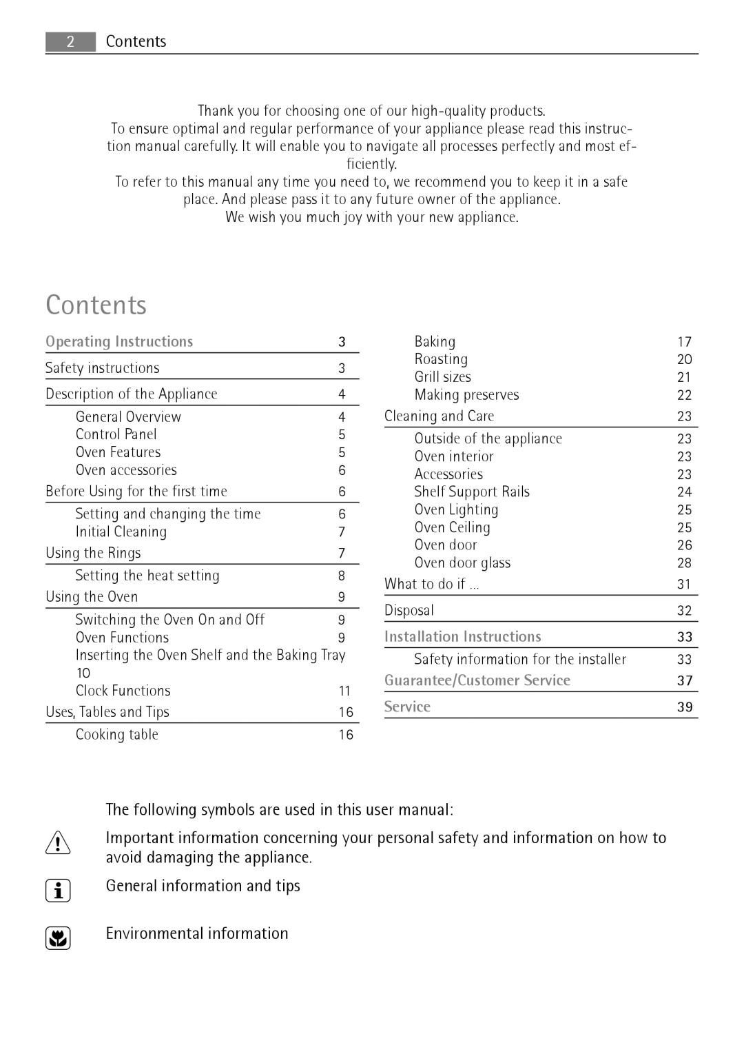 Electrolux E1101-5 user manual Contents 