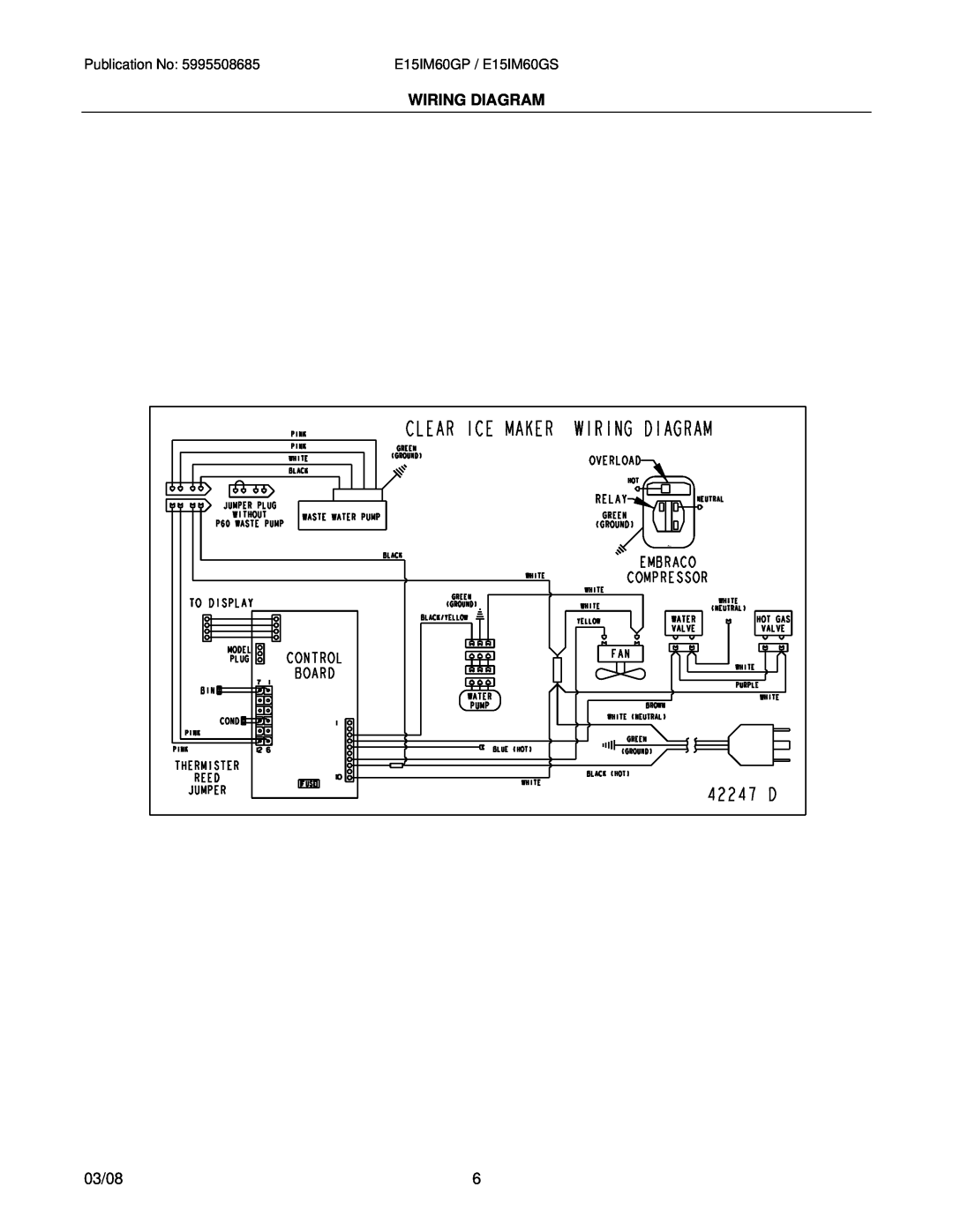 Electrolux E15IM60GSS0, E15IM60GPS0 manual Wiring Diagram, 03/08, Thermister Reed 