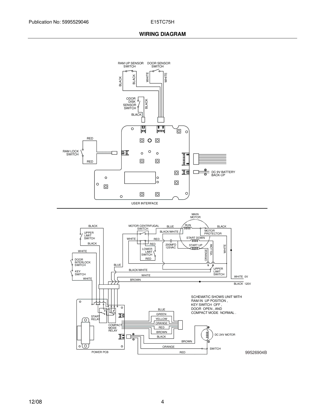 Electrolux E15TC75HP, E15TC75HSS manual Wiring Diagram 