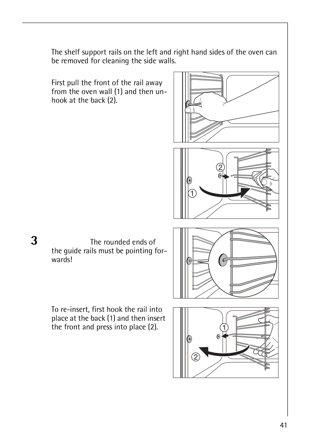 Electrolux E2190-1 manual Shelf Support Rails, Fitting the shelf support rails 