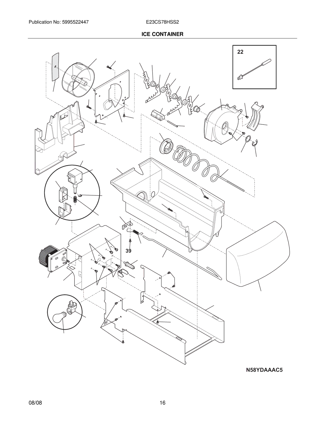 Electrolux E23CS78HSS2 manual N58YDAAAC5, ICE Container 