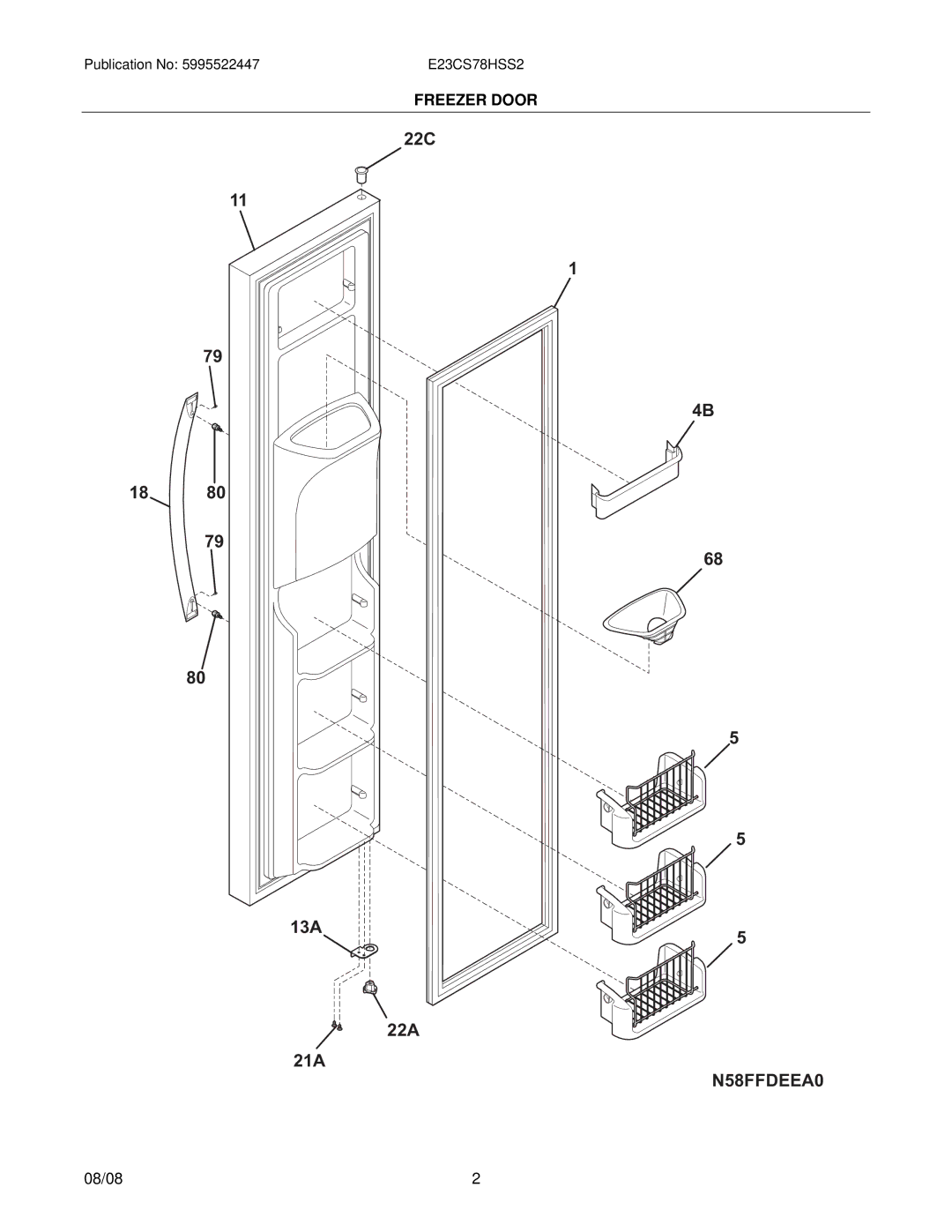 Electrolux E23CS78HSS2 manual N58FFDEEA0, Freezer Door 