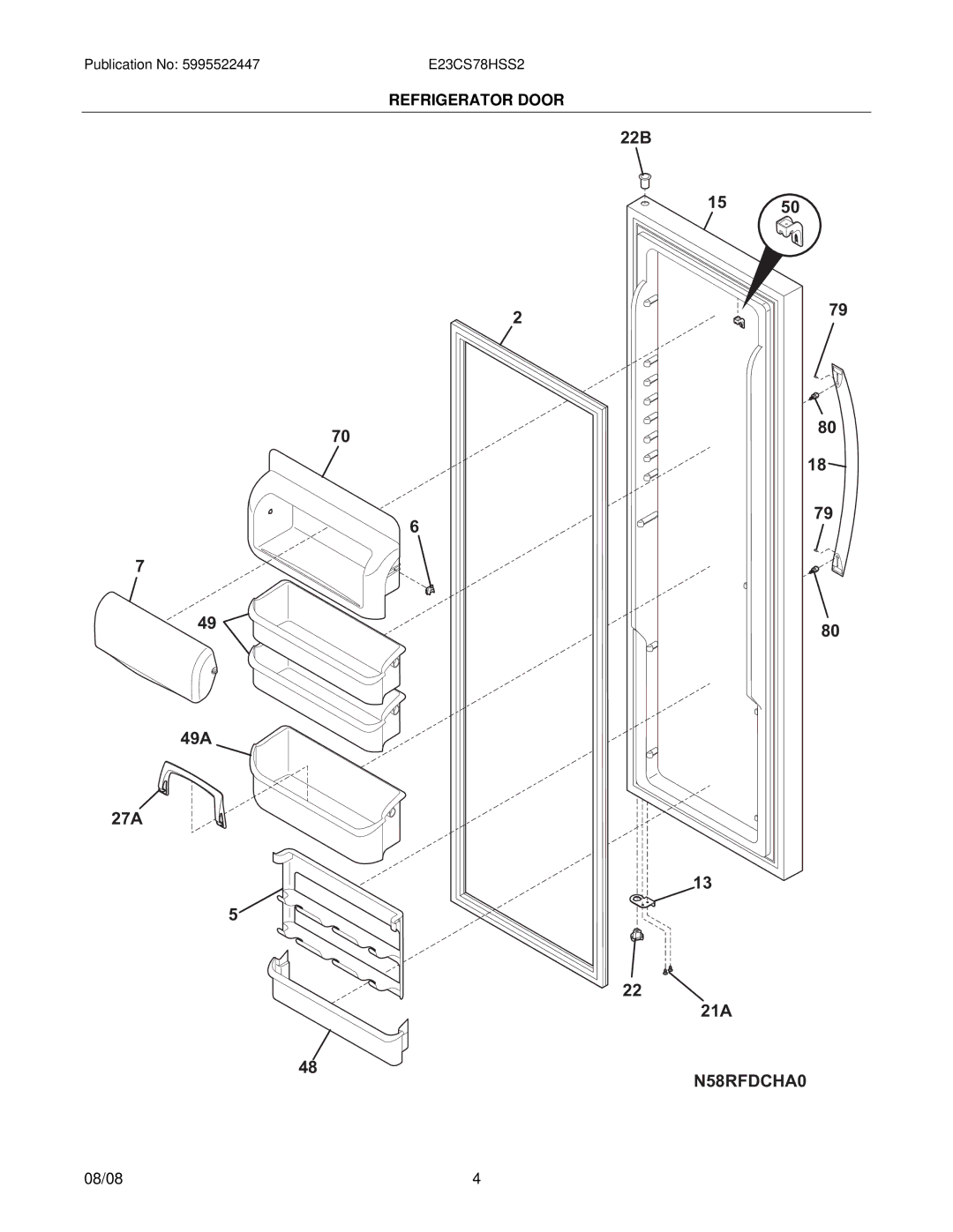 Electrolux E23CS78HSS2 manual N58RFDCHA0, Refrigerator Door 