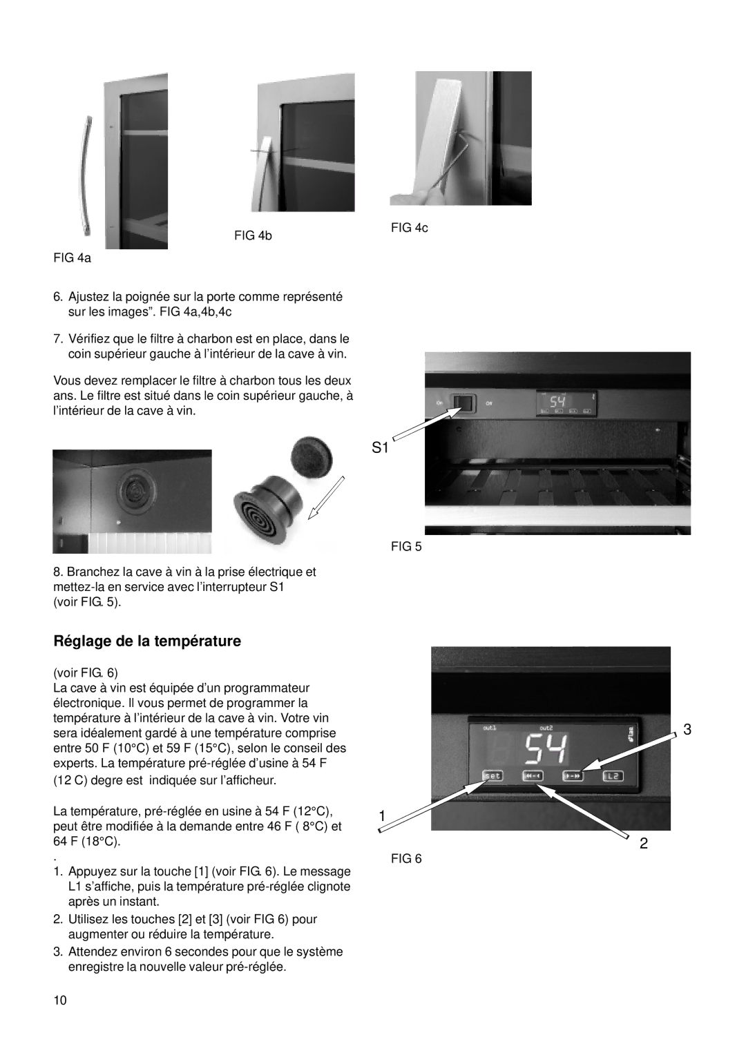 Electrolux E24 WC 160 ES1 manual Ré glage de la tempé rature 