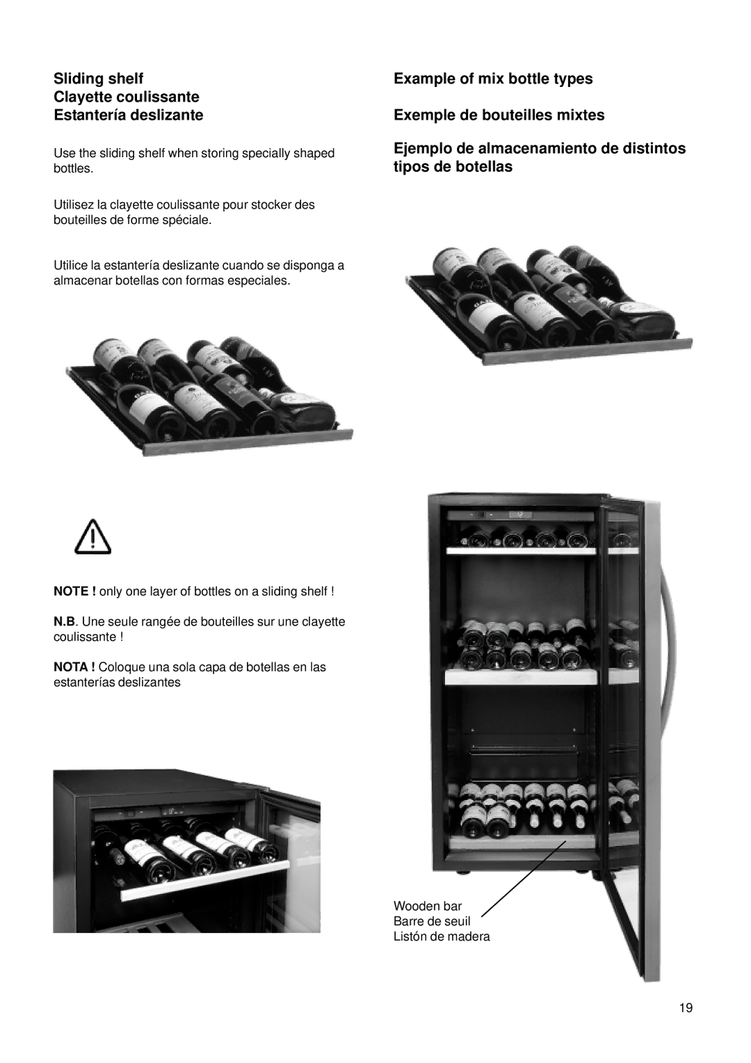 Electrolux E24 WC 160 ES1 manual Sliding shelf Clayette coulissante Estantería deslizante 