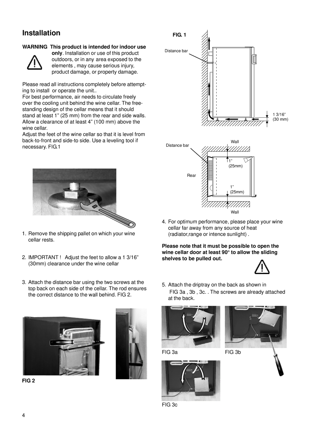 Electrolux E24 WC 160 ES1 manual Installation 