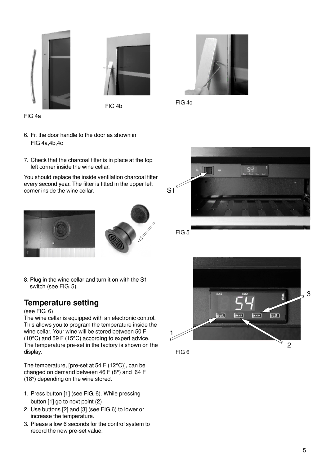 Electrolux E24 WC 160 ES1 manual Temperature setting 