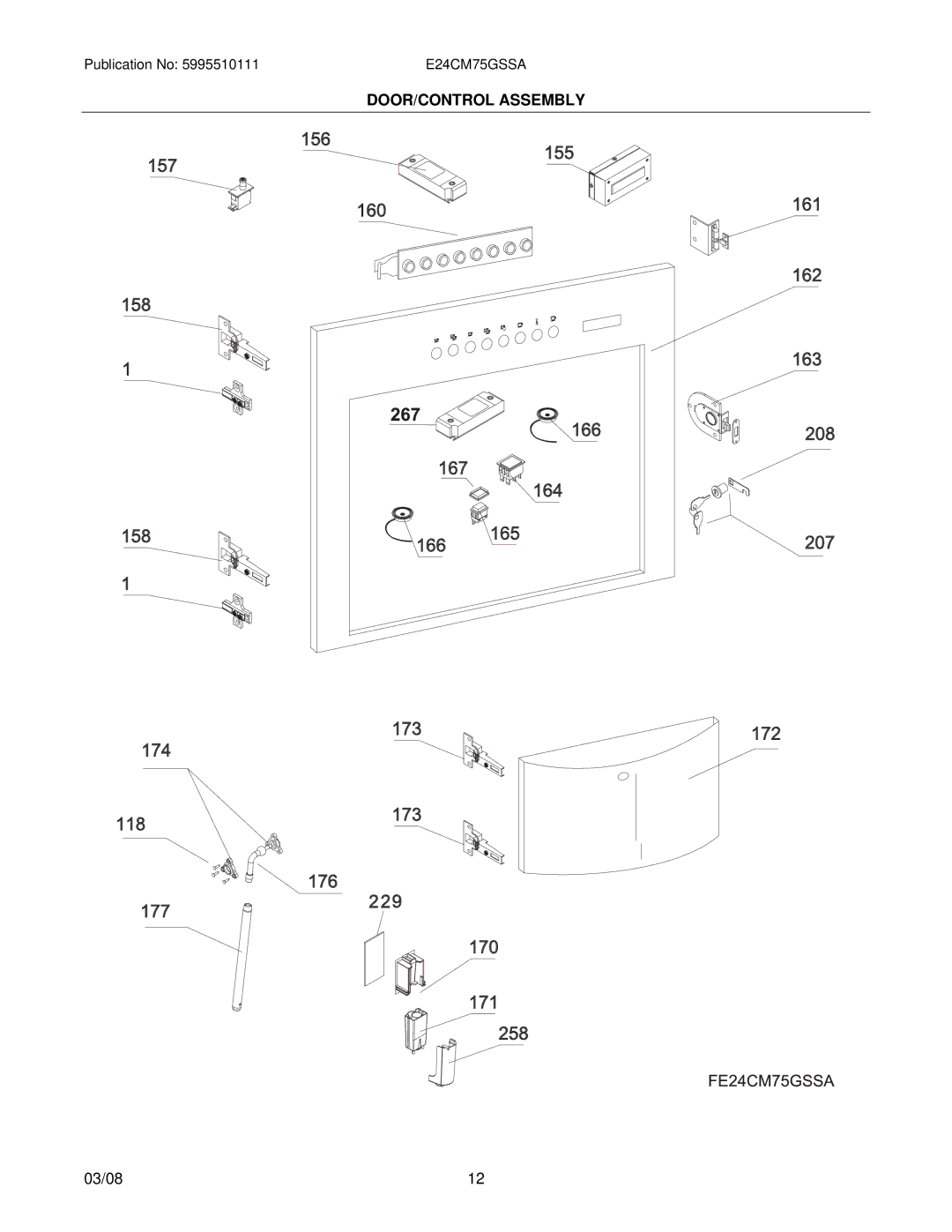 Electrolux E24CM75GSSA installation instructions DOOR/CONTROL Assembly 