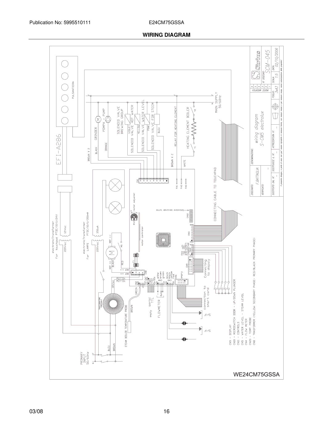 Electrolux E24CM75GSSA installation instructions Wiring Diagram 