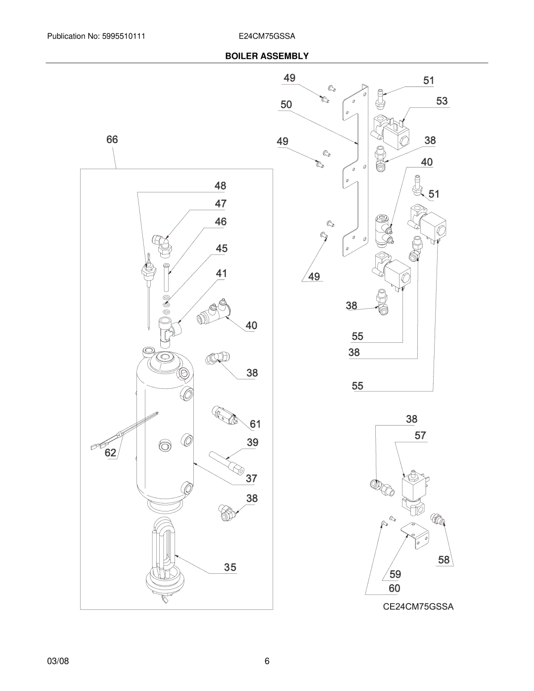 Electrolux E24CM75GSSA installation instructions Boiler Assembly 