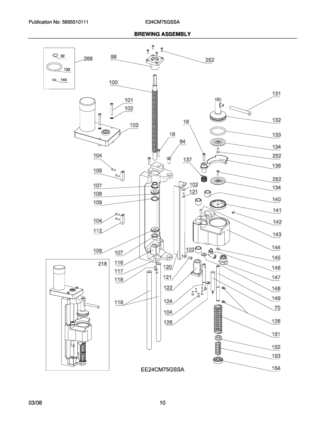 Electrolux E24CM75GSSA installation instructions Brewing Assembly, 03/08 