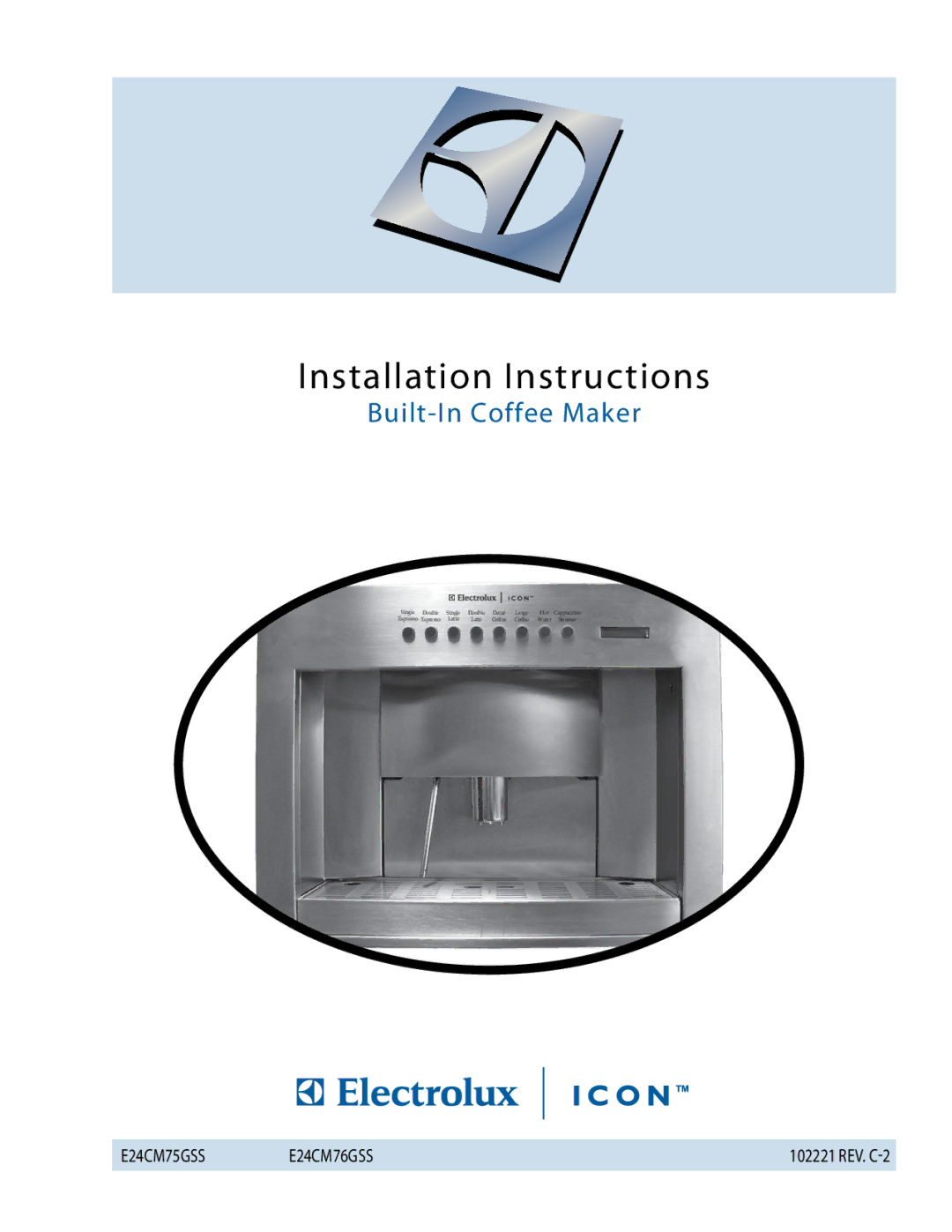 Electrolux E24CM76GSS installation instructions Installation Instructions 