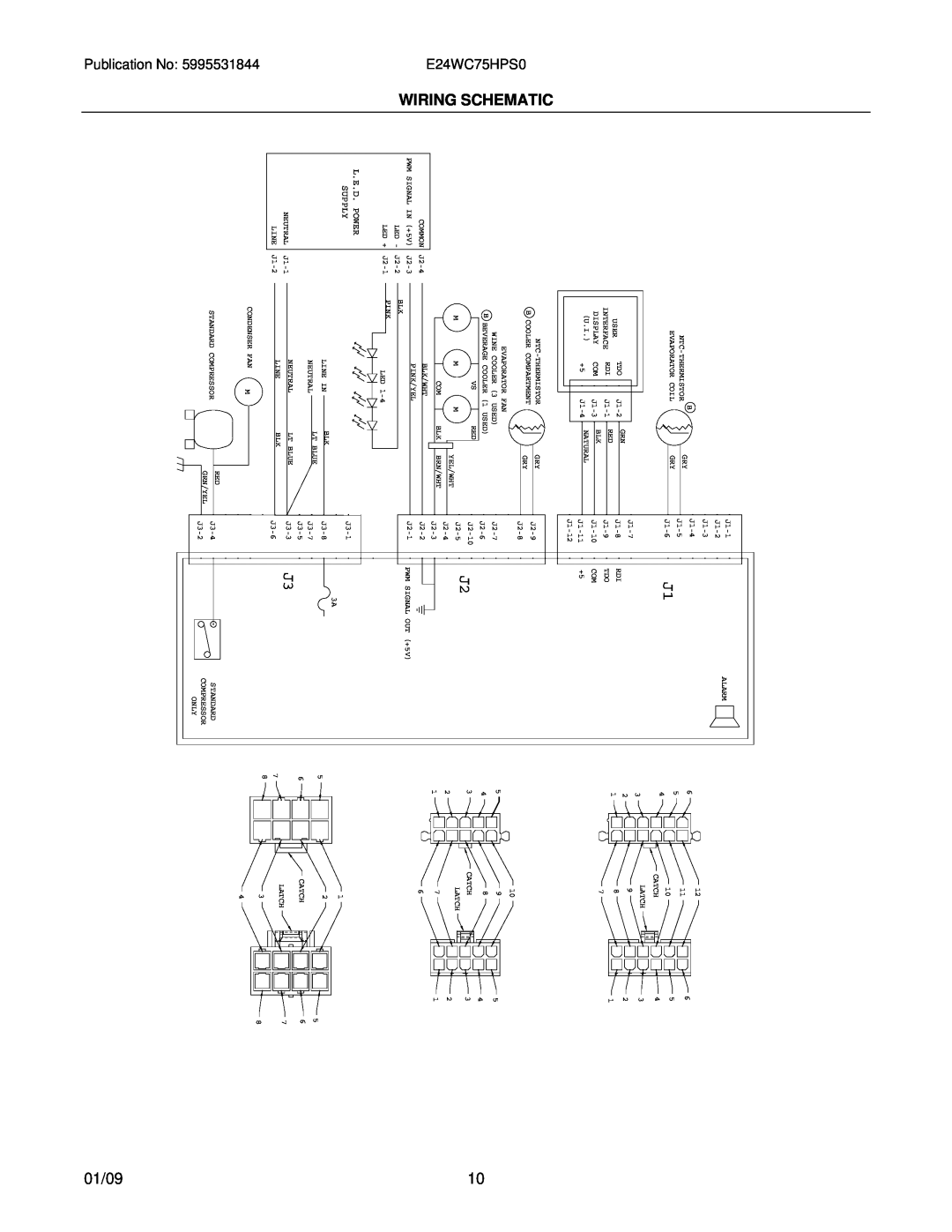 Electrolux E24WC75HPS0 manual Wiring Schematic, 01/09, L.E.D. Power Supply 