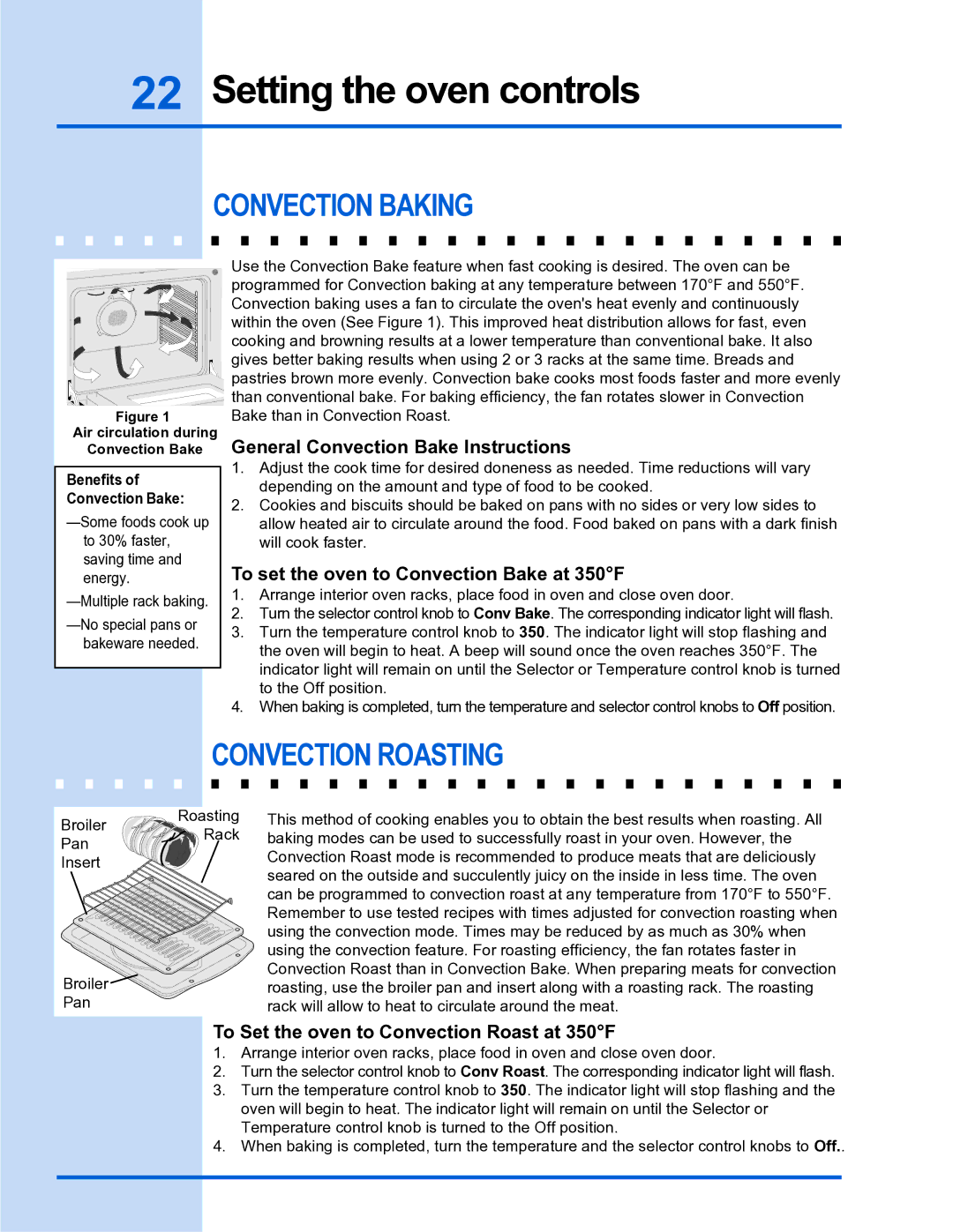 Electrolux E30DF74GPS, E36DF76GPS manual Convection Baking, Convection Roasting, General Convection Bake Instructions 