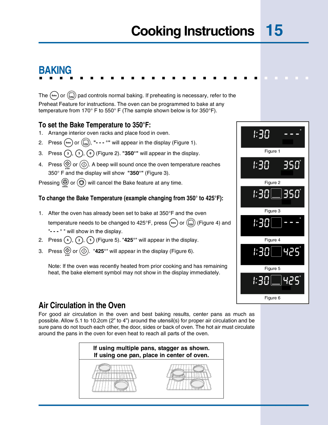 Electrolux E30EW75DSS manual Baking, Air Circulation in the Oven, To set the Bake Temperature to 350F 