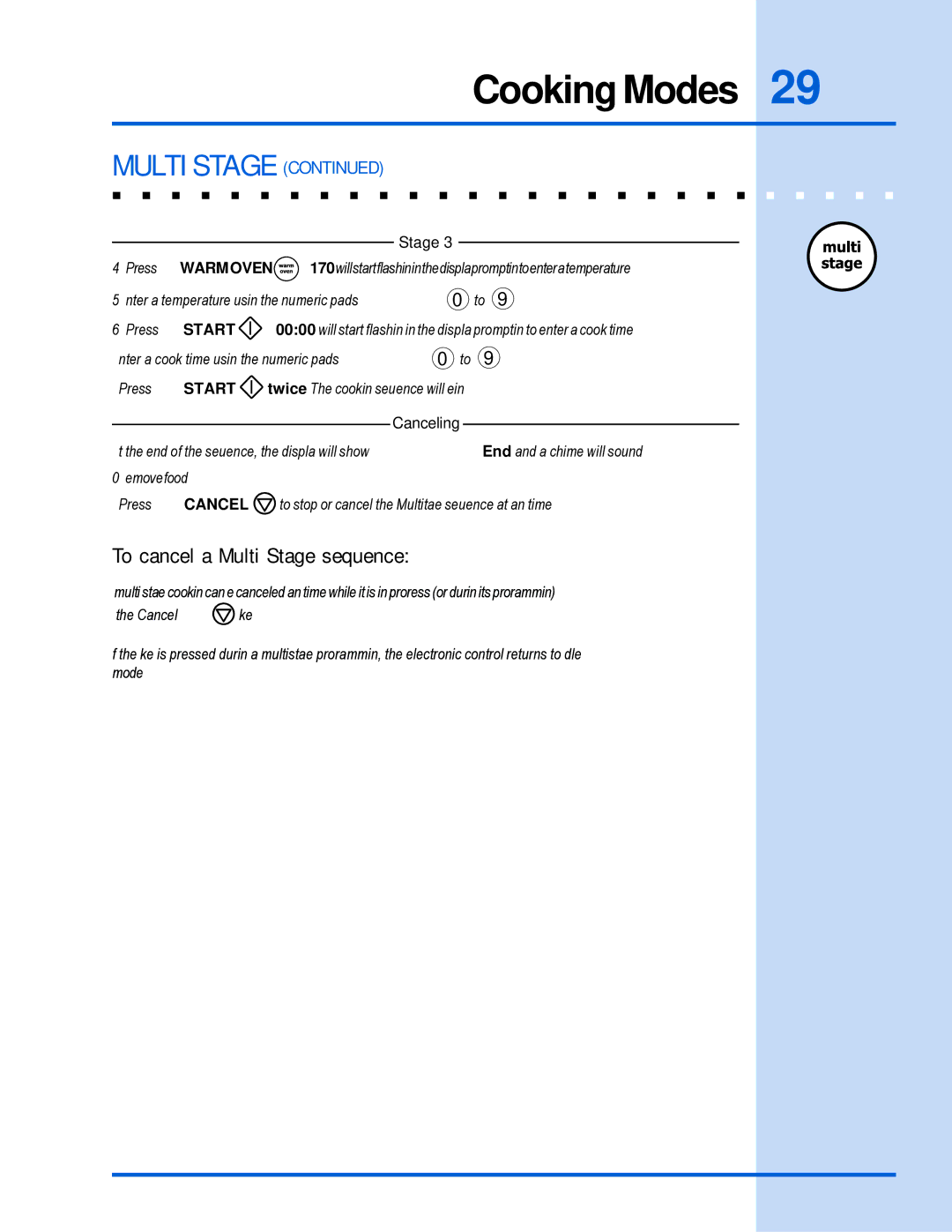 Electrolux E30EW85GPS manual To cancel a Multi Stage sequence, Canceling 