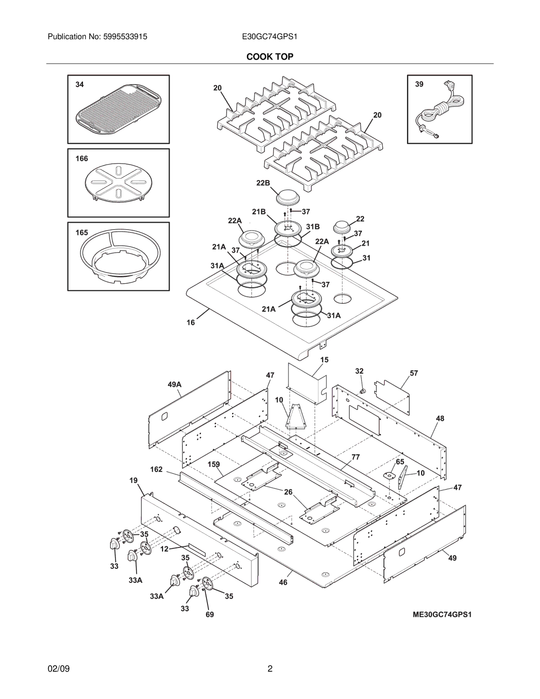 Electrolux 37766226970S1, E30GC74GPS1 installation instructions Cook TOP 