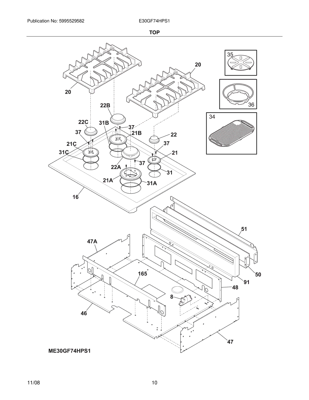 Electrolux E30GF74HPS1, 31066396E80S1 installation instructions Top 