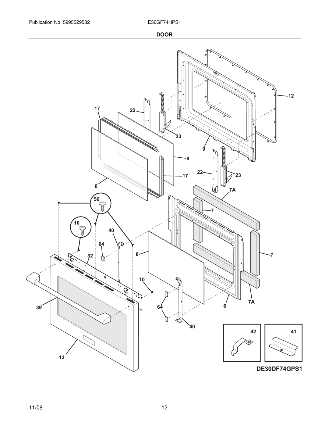 Electrolux E30GF74HPS1, 31066396E80S1 installation instructions Door 