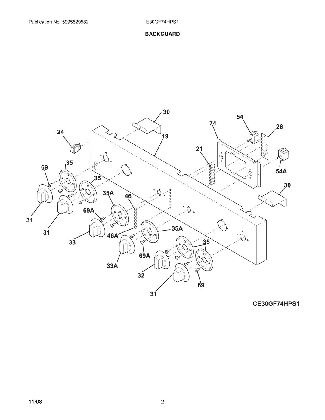 Electrolux 31066396E80S1, E30GF74HPS1 installation instructions Backguard 