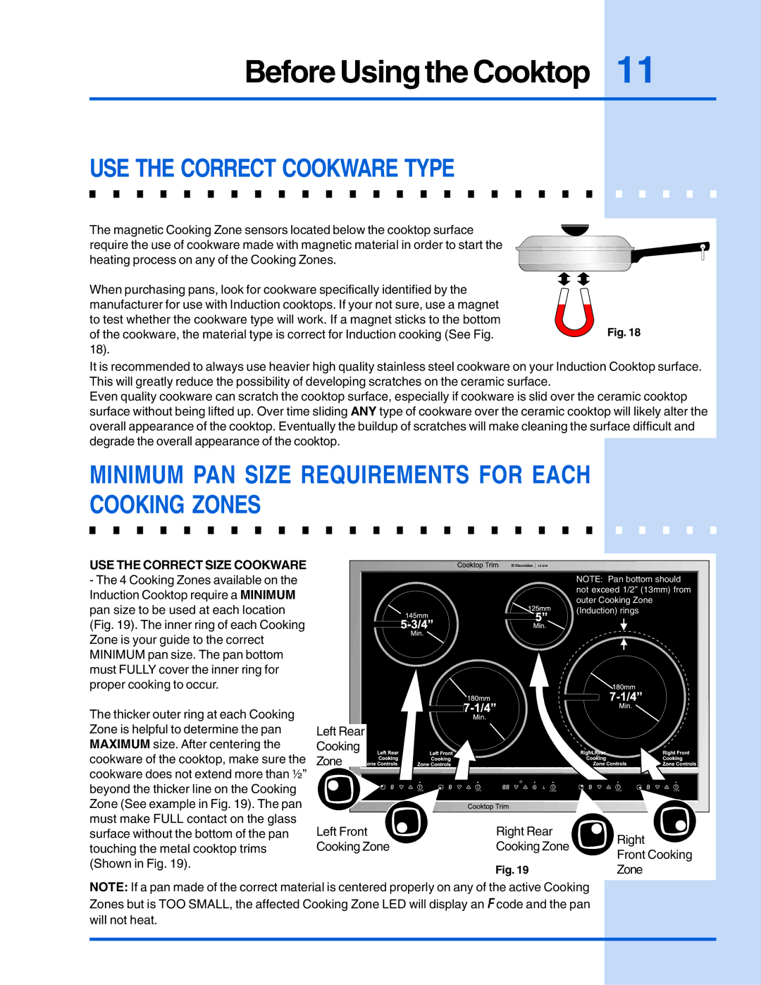 Electrolux E30IC75FSS manual Before Using the Cooktop, USE the Correct Cookware Type 