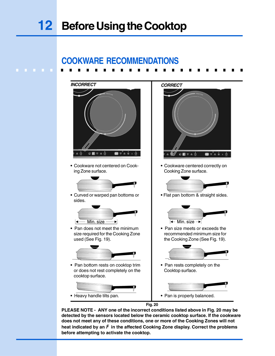 Electrolux E30IC75FSS manual Cookware Recommendations, Incorrect 