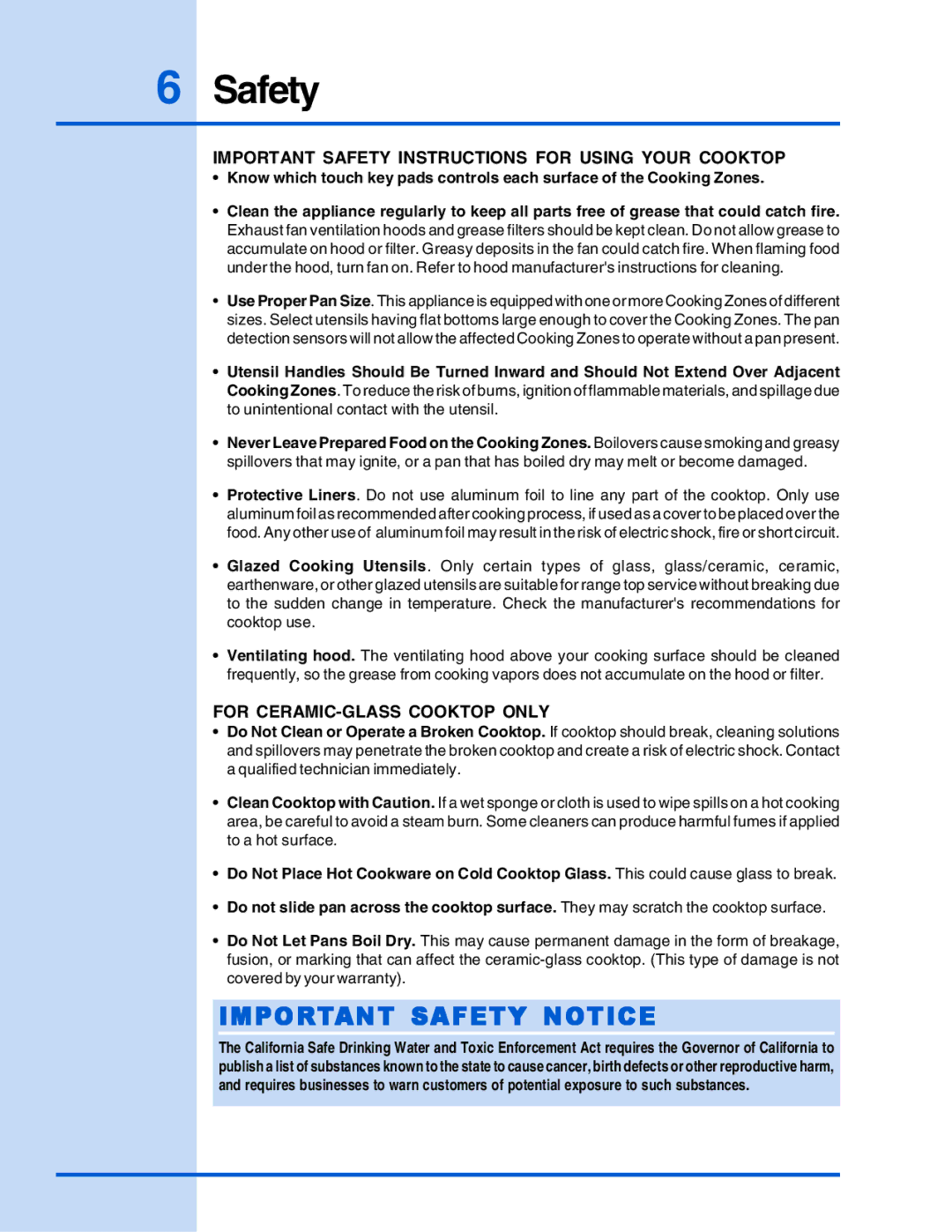 Electrolux E30IC75FSS manual Important Safety Notice 