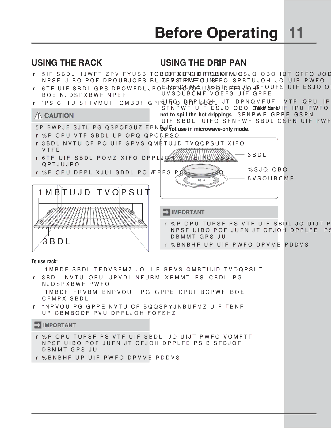 Electrolux E30MH65GSS manual #FGPSF0QFSBUJOH , 64*/5&3$, 64*/5&%3*11, To use rack 