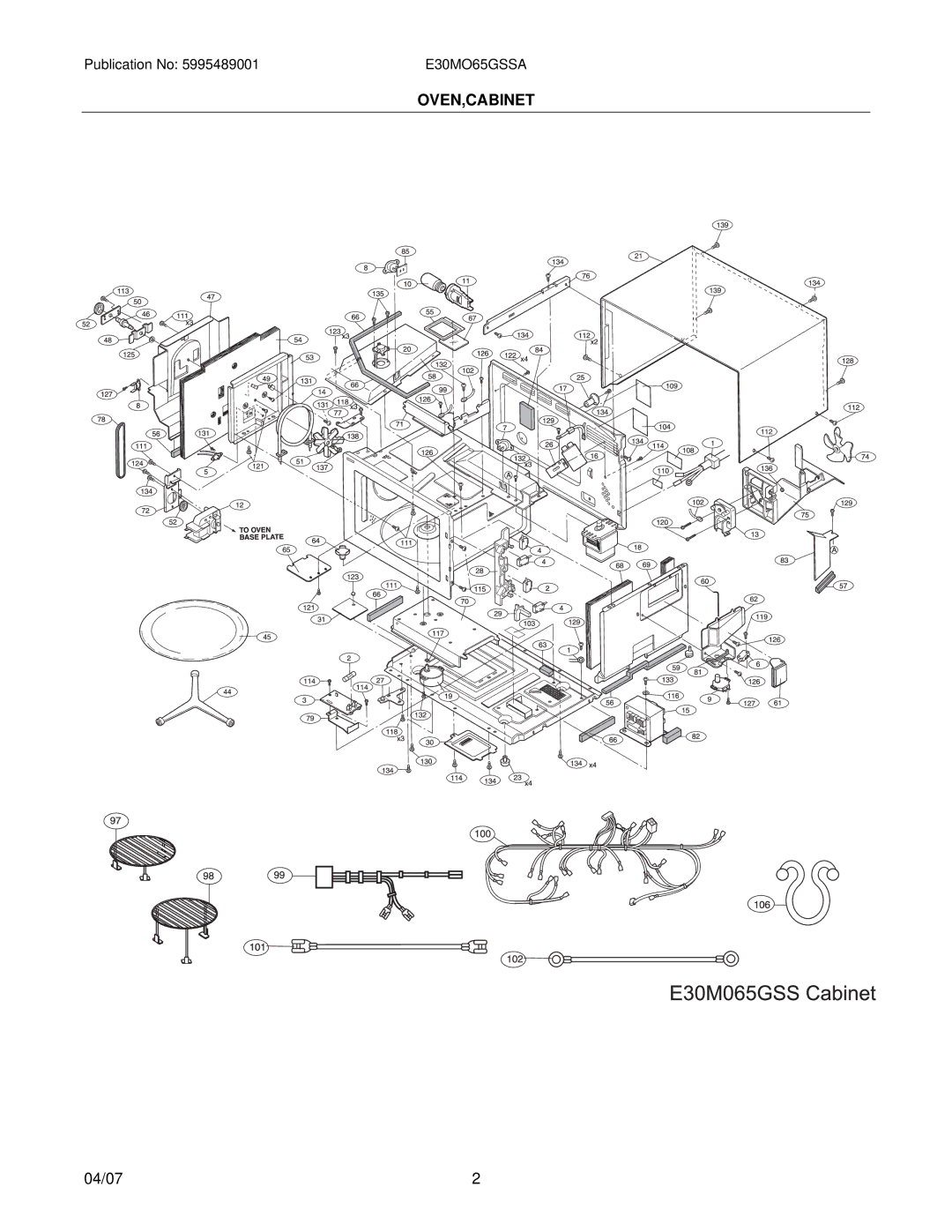 Electrolux E30M065GSS, E30MO65GSSA installation instructions Oven,Cabinet 