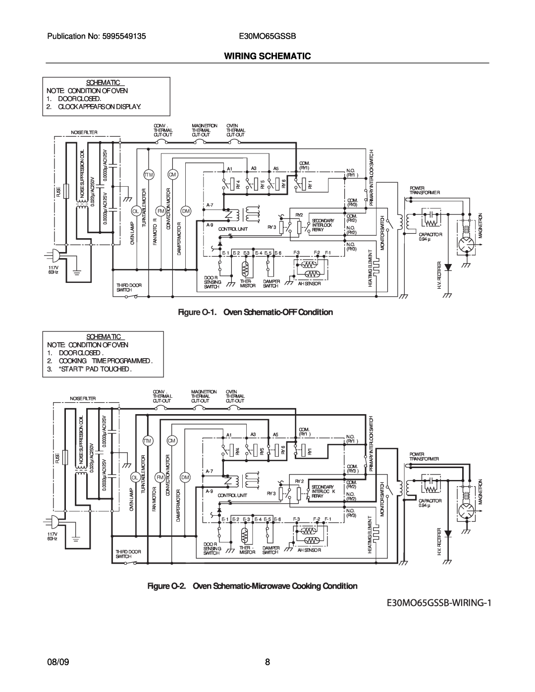 Electrolux E30MO65GSSB Wiring Schematic, Figure O-2. Oven Schematic-Microwave Cooking Condition, 08/09 