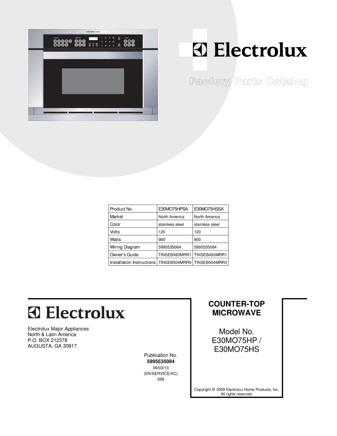 Electrolux E30MO75HSSA, E30MO75HPSA installation instructions Counter-Top 