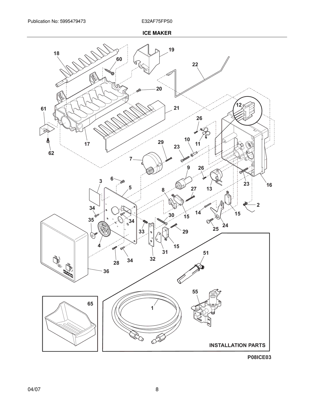 Electrolux E32AF75FPS0 manual Installation Parts 