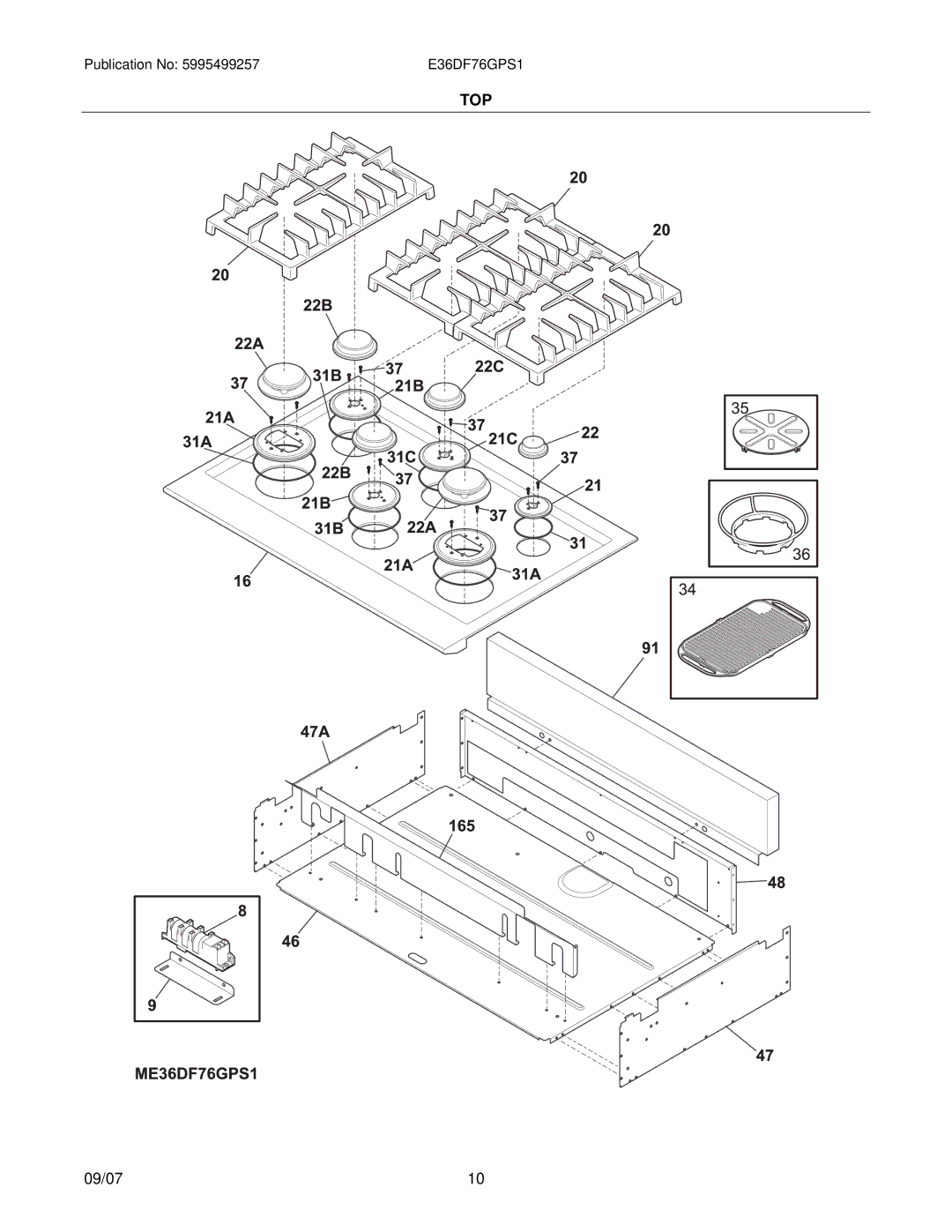 Electrolux E36DF76GPS1, 30166673P70S1 installation instructions Top 