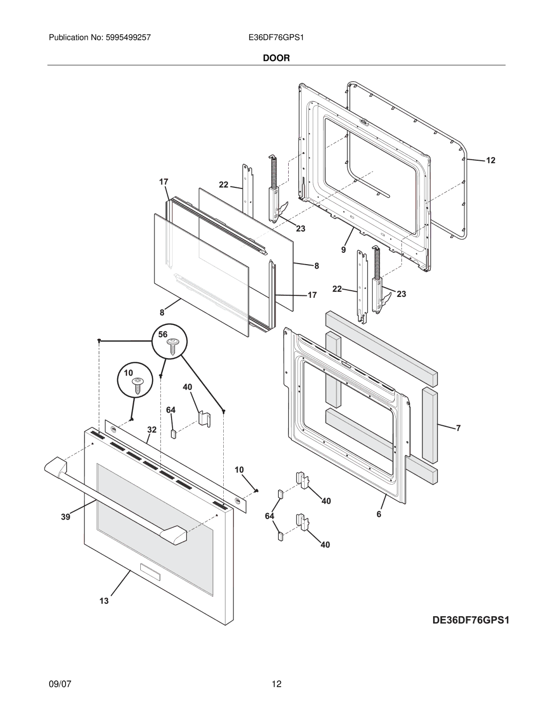 Electrolux E36DF76GPS1, 30166673P70S1 installation instructions Door 