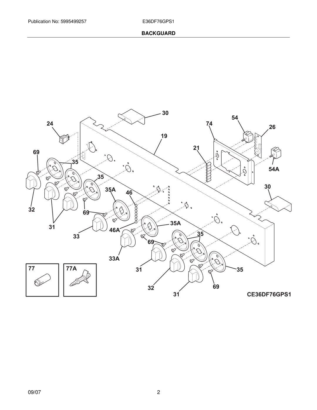 Electrolux 30166673P70S1, E36DF76GPS1 installation instructions Backguard 