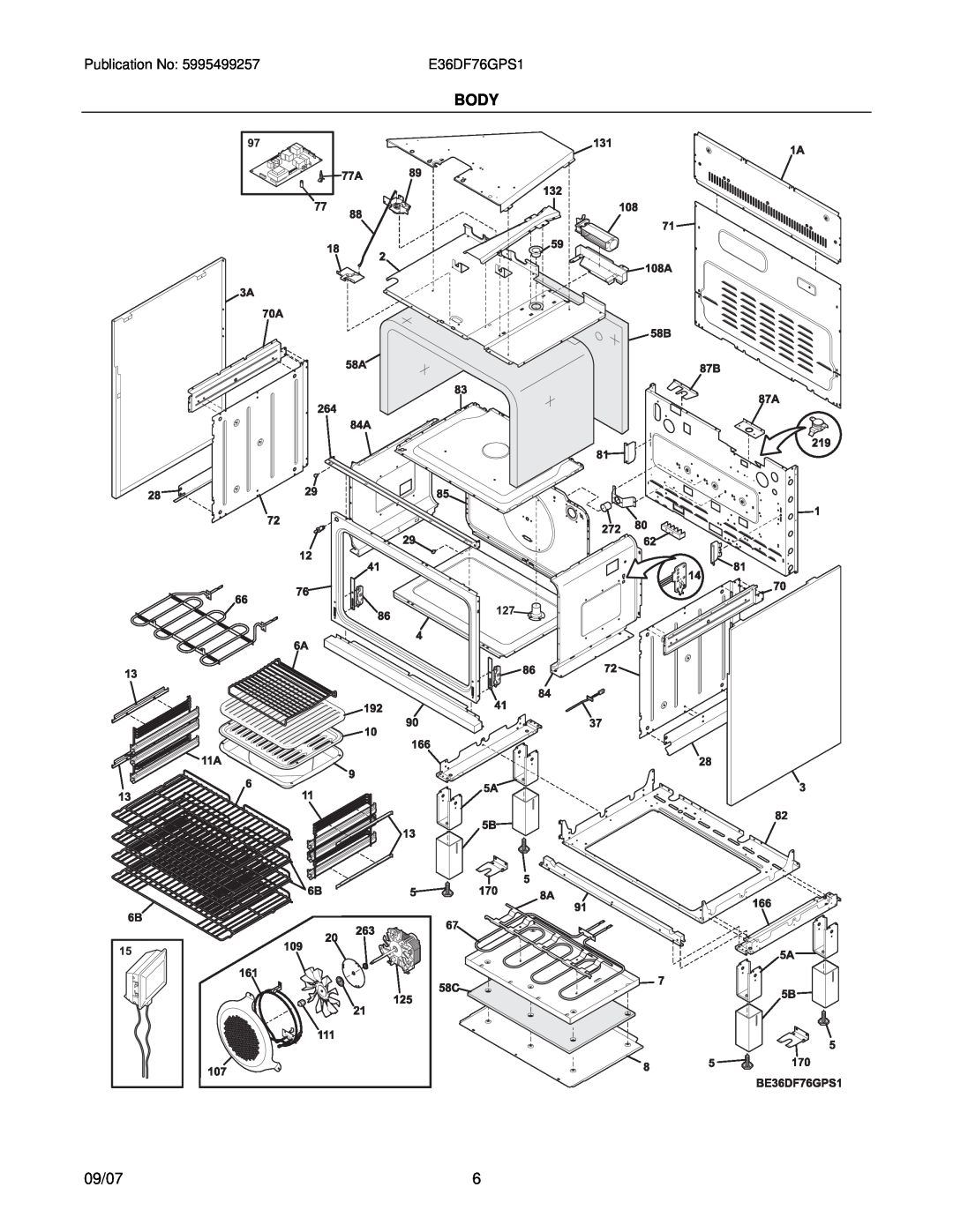 Electrolux E36DF76GPS1, 30166673P70S1 installation instructions Body, 09/07 