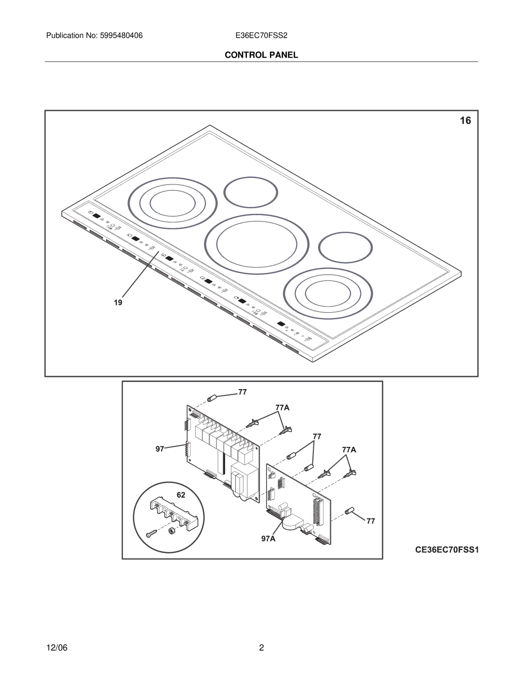 Electrolux 38066463760S2, E36EC70FSS2 installation instructions Control Panel 