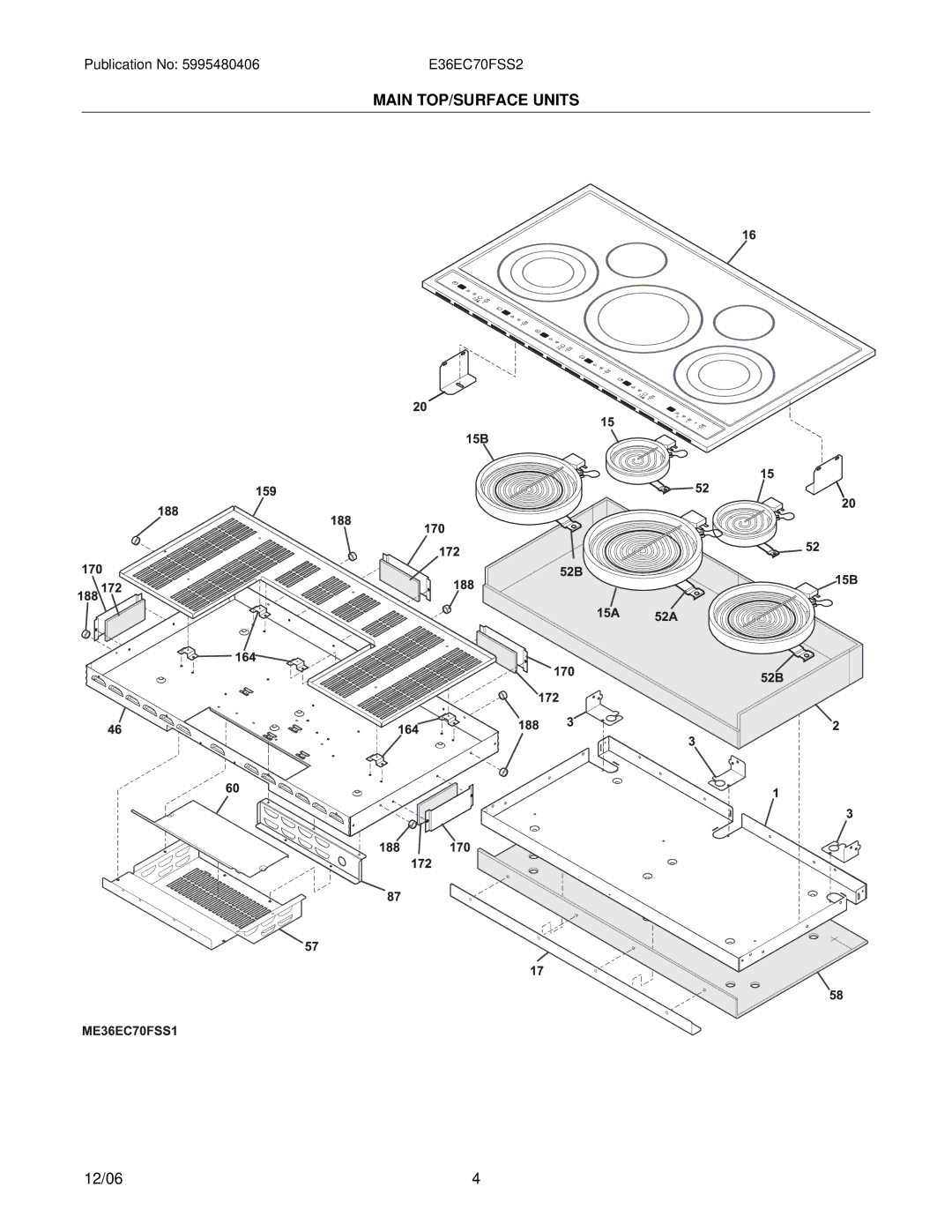 Electrolux E36EC70FSS2, 38066463760S2 installation instructions Main TOP/SURFACE Units 