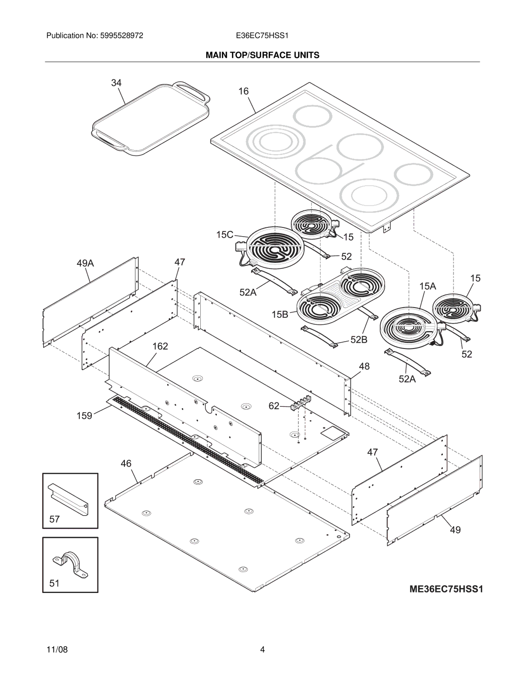 Electrolux E36EC75HSS1, 38066423880S1 installation instructions Main TOP/SURFACE Units 