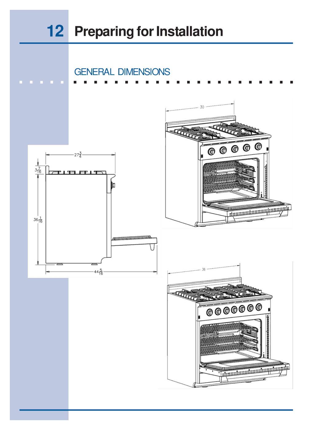 Electrolux E36GF76GPS, E36GF75GPS, 318201761E30GF74GPS manual General Dimensions 