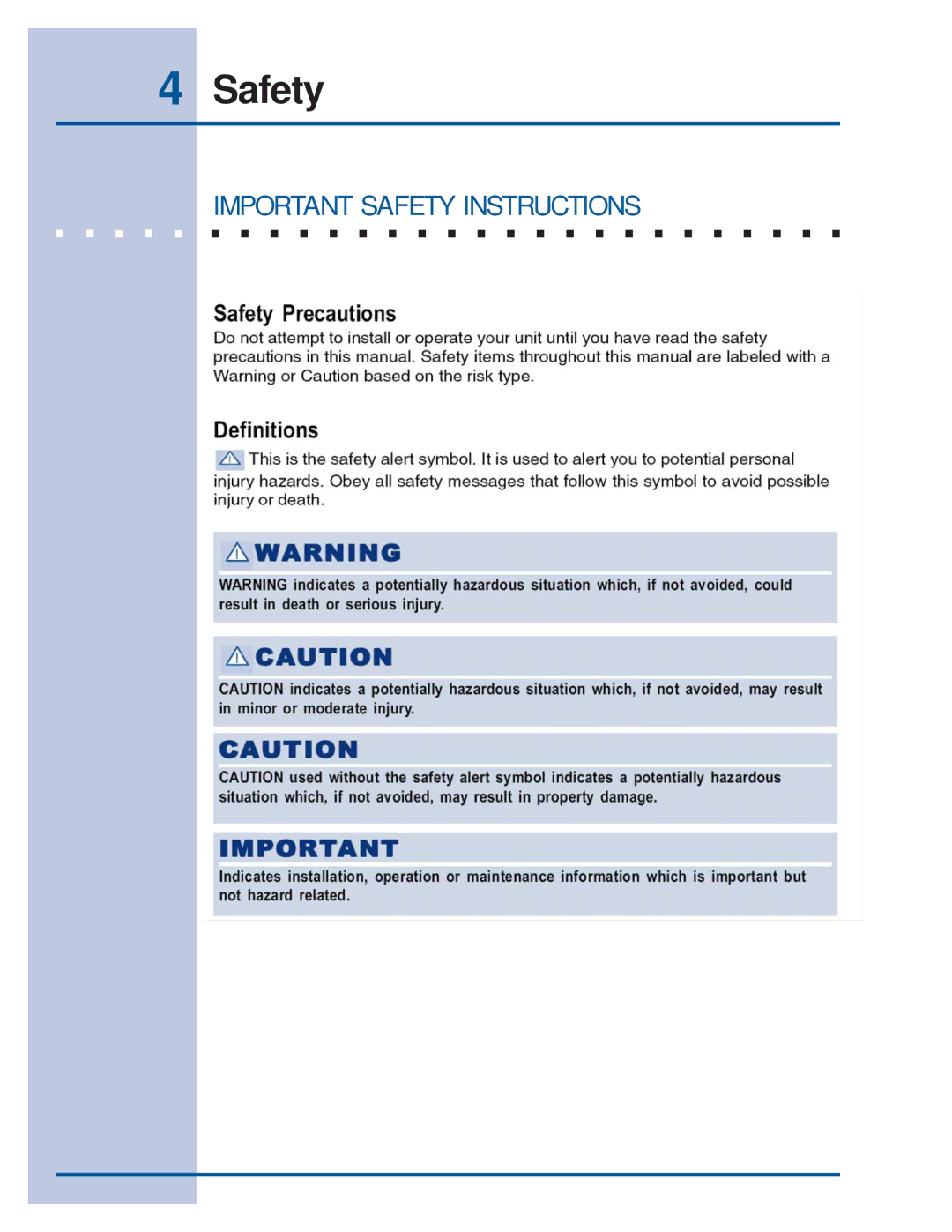 Electrolux E36GF75GPS, E36GF76GPS, 318201761E30GF74GPS manual Important Safety Instructions 