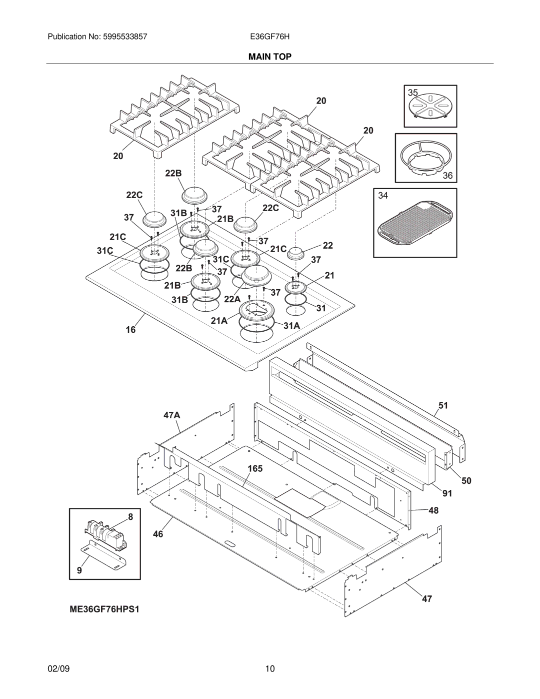 Electrolux E36GF76HPS1, E36GF76HPS2, 32166696F80S2, 32166696F80S1 installation instructions Main TOP 