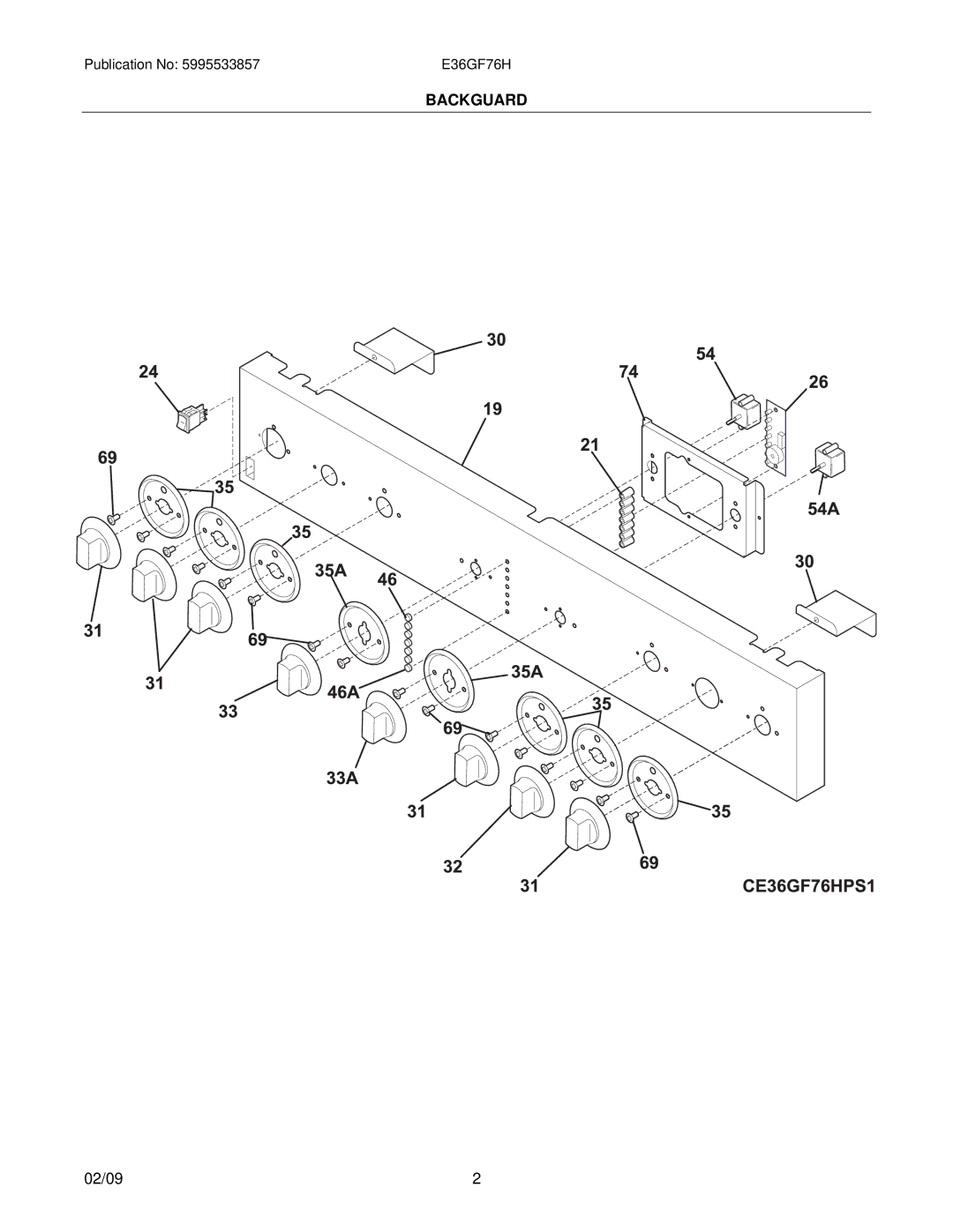 Electrolux E36GF76HPS1, E36GF76HPS2, 32166696F80S2, 32166696F80S1 installation instructions Backguard 